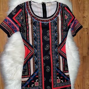 Multi pattern colorful slim fit dress